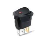 Кнопка KCD1 3pin чорна з червоним LED індикатором